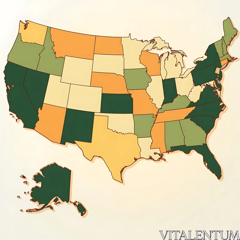 USA Map with Distinct State Colors AI Image