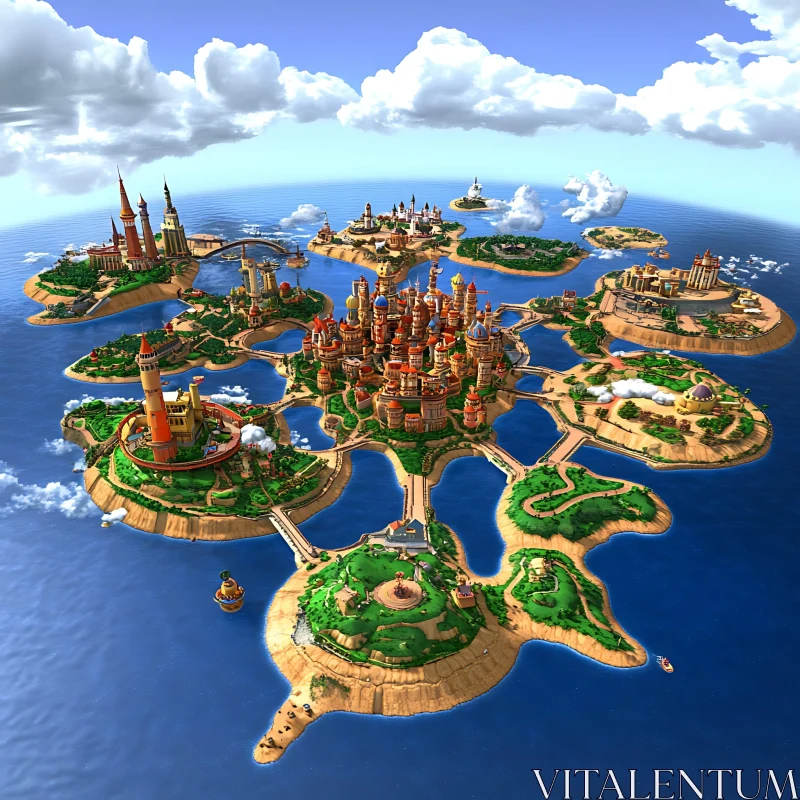 Fantasy Island Cityscape AI Image