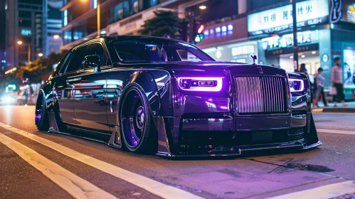 Sleek Car Under Neon Lights