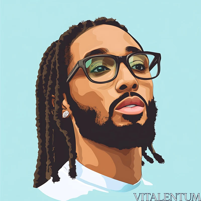 Stylized Portrait of a Bearded Man with Glasses AI Image