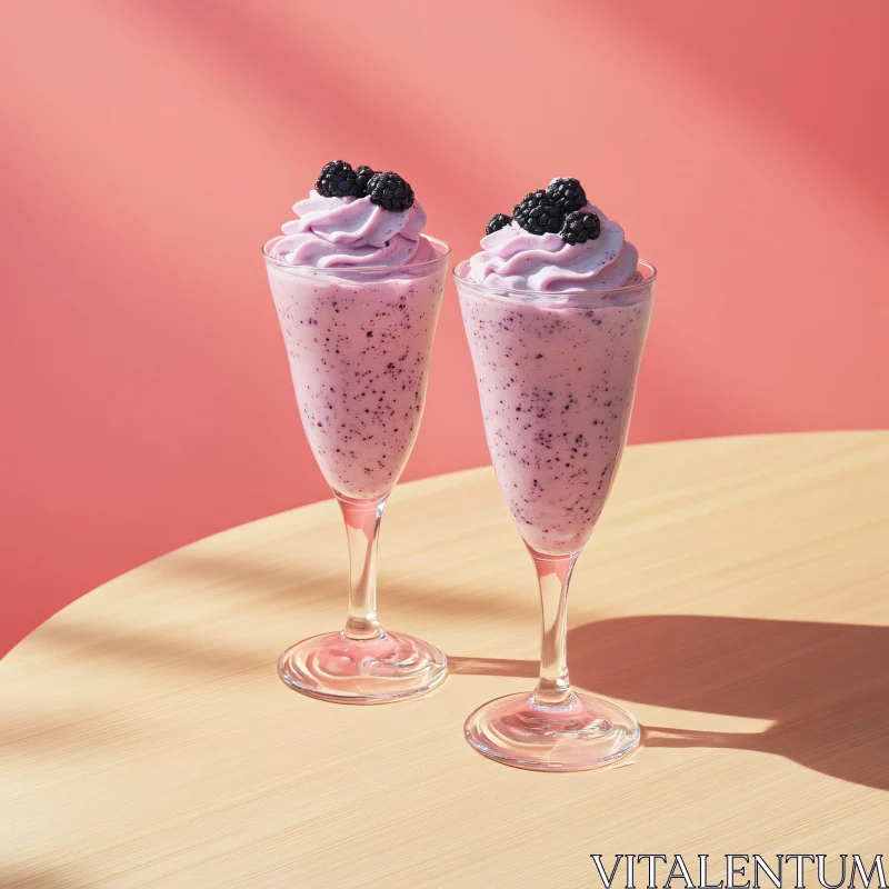 AI ART Refreshing Blackberry Milkshake Duo