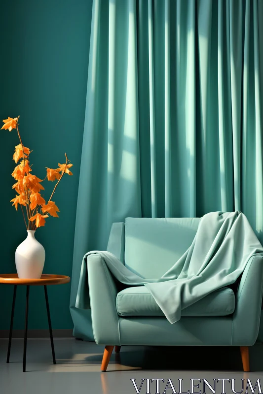 Teal and Orange Modern Home Decor AI Image