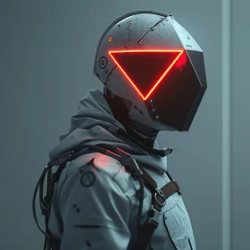 Advanced Cyborg with Red Glowing Triangle