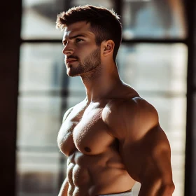 Fit Man Portrait Highlighting Defined Muscles