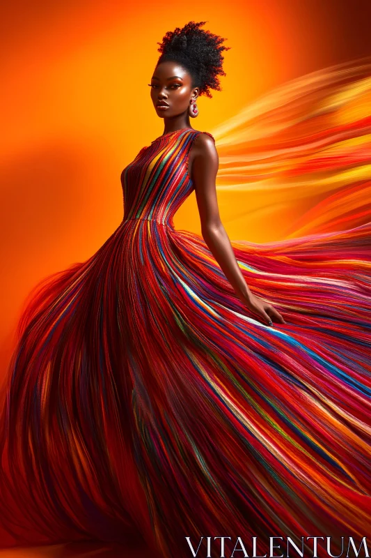 AI ART Colorful Gown Adorned Model