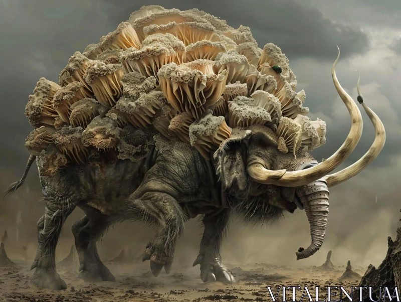 Fantasy Creature with Mushroom Features AI Image