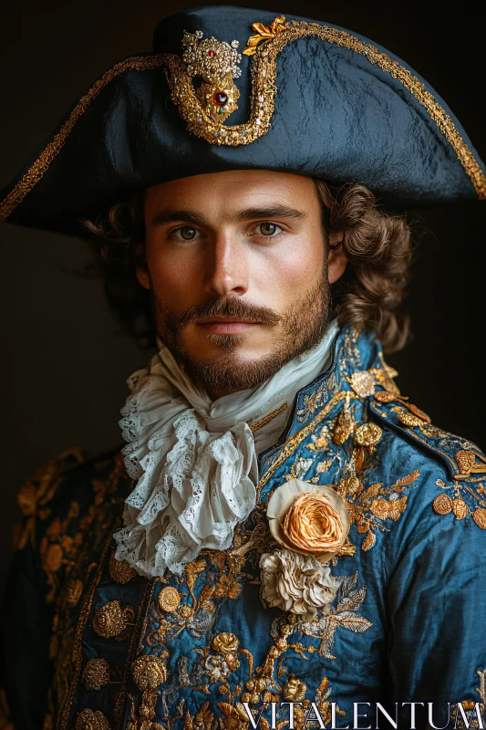 Opulent Portrait of a Man in Historical Attire AI Image