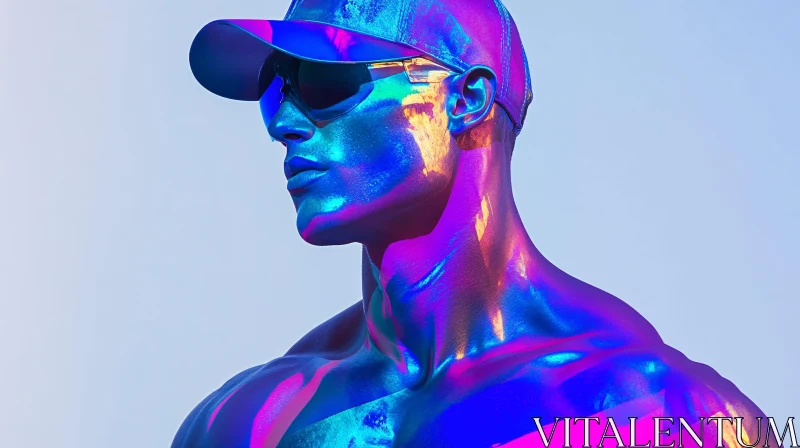 Neon Spectrum Portrait of Futuristic Man