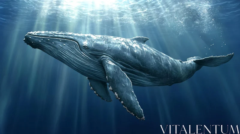 Graceful Whale in Underwater Scene
