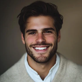 Happy Man in Light-Colored Sweater