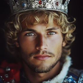 Majestic King's Portrait with Detailed Crown