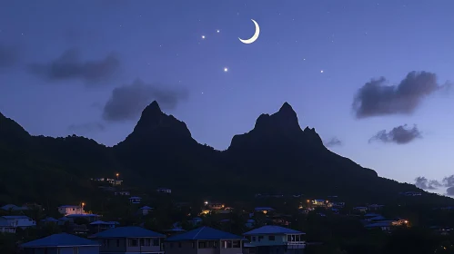 Tranquil Night in a Mountainous Village