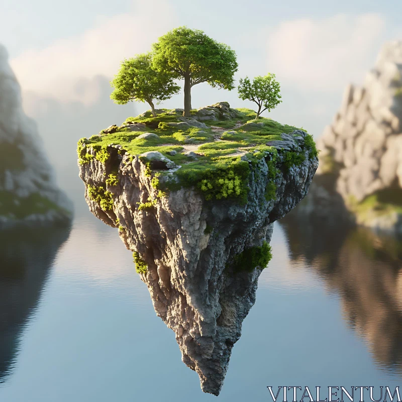 AI ART Serene Floating Island in a Mystical Landscape