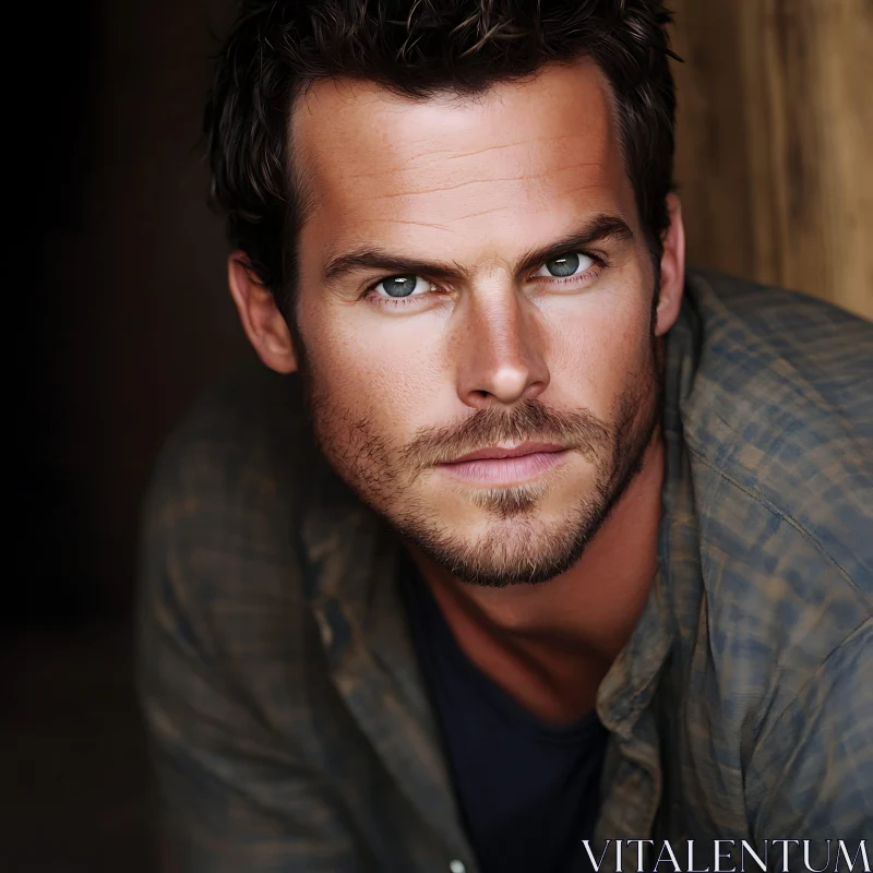 Captivating Man's Portrait with Intense Gaze