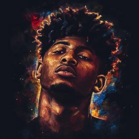 Intense Man Portrait in Abstract Colors
