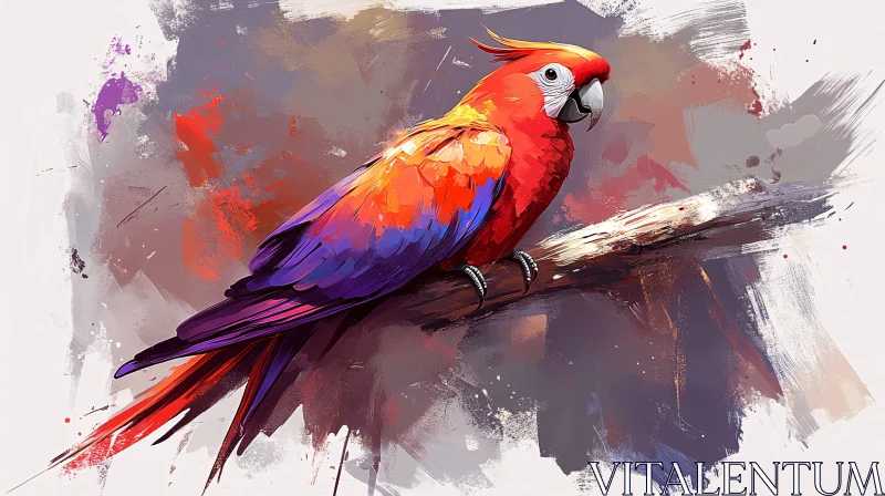 Colorful Parrot Painting Perched Elegance AI Image