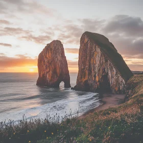 Seaside Rock Formations at Sunset