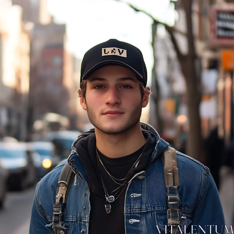 Street Style Portrait of a Young Man AI Image