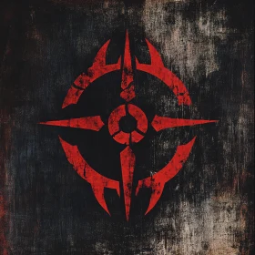 Mystical Red Emblem Against Grunge Surface