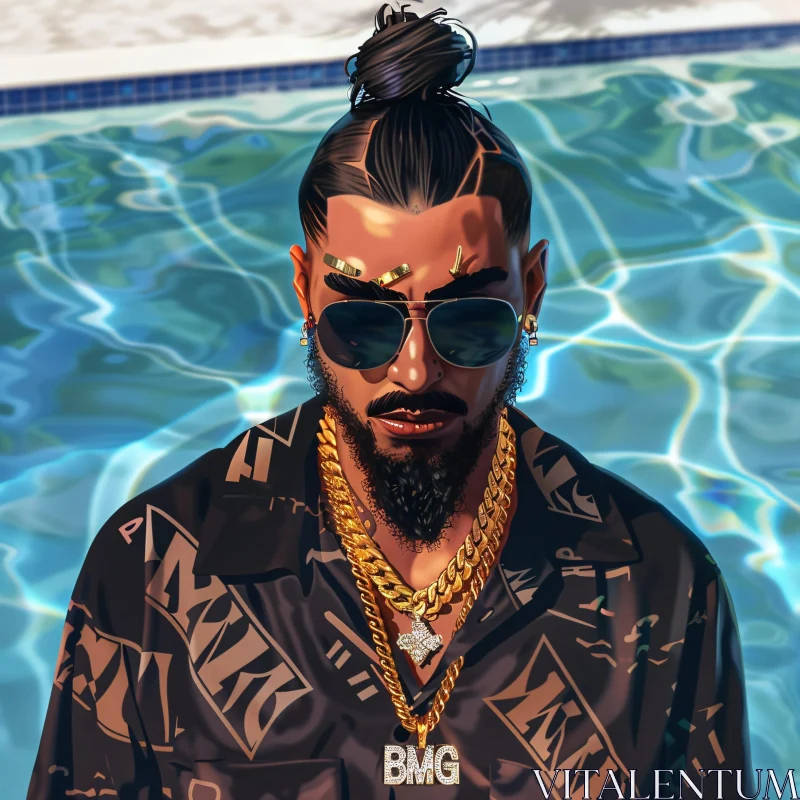 AI ART Stylish Surrealism Portrait by the Pool