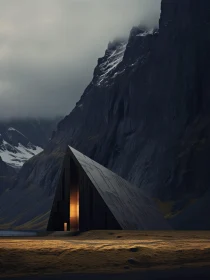 Mountain-Backed Geometric Building