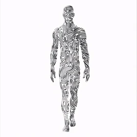 Intricately Patterned Human Form in Black and White