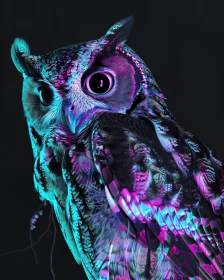 Vibrant Neon Colored Owl Artwork