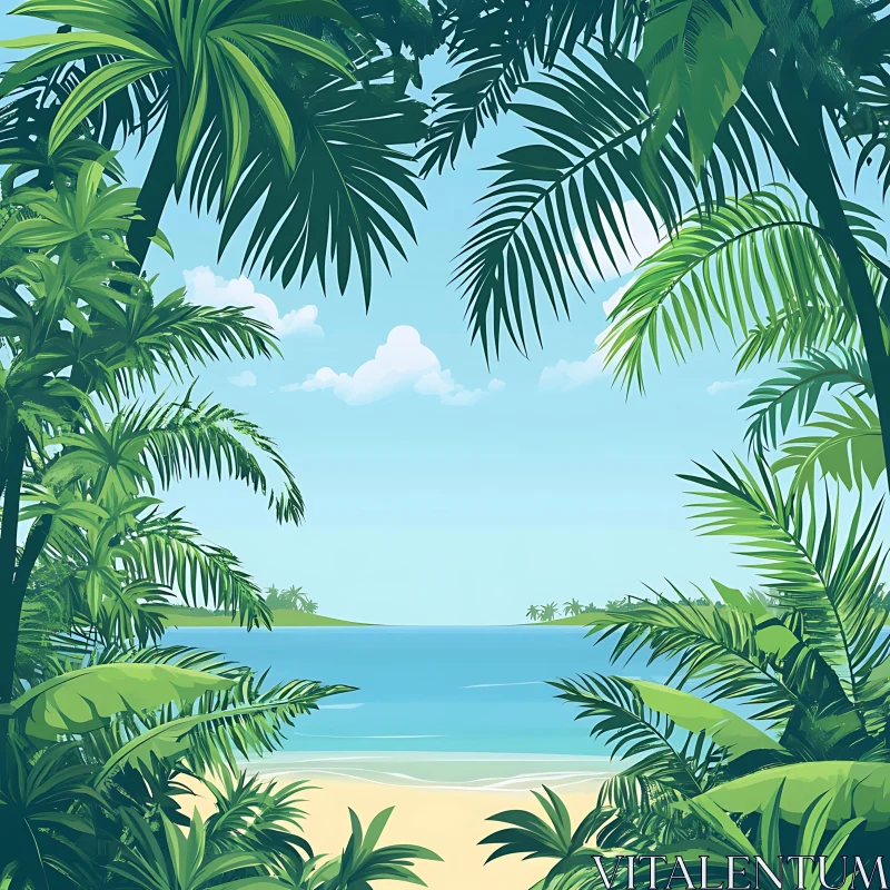 Scenic Tropical Paradise with Ocean View AI Image