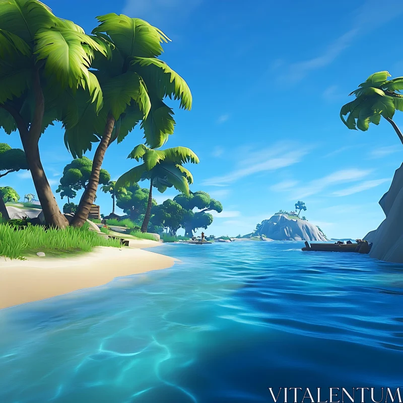 Serene Coastal Scene with Turquoise Waters AI Image