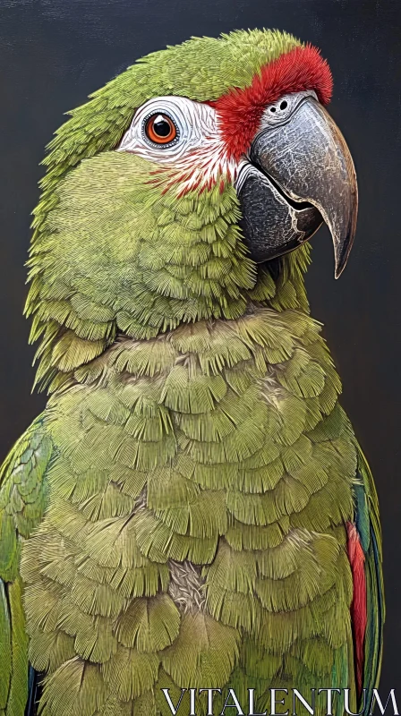 AI ART Exotic Parrot With Red and Green Feathers