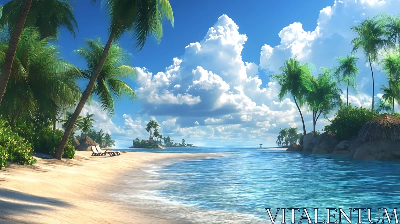 Serene Tropical Island Beach AI Image