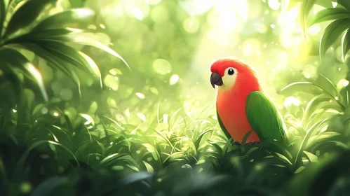 Colorful Parrot in Lush Green Foliage