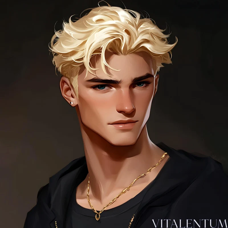 Modern Stylish Man with Blonde Hair AI Image