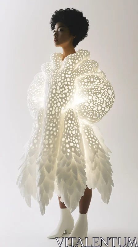 AI ART Futuristic Dress with Translucent Material and Glowing Effect