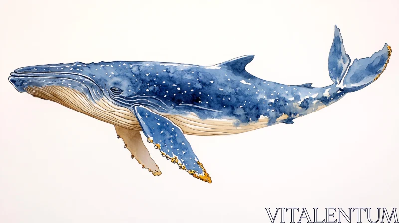 Blue Whale Watercolor Art AI Image