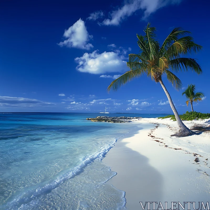 Idyllic Beach Scene on a Tropical Island AI Image