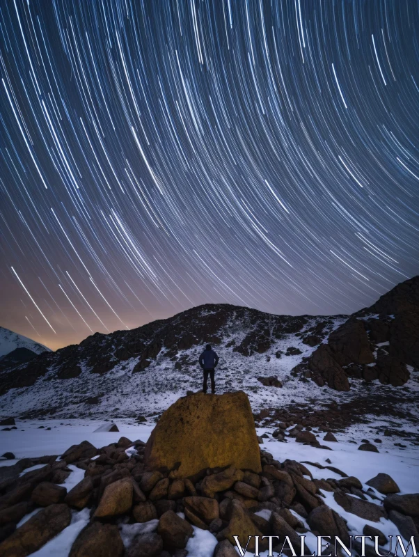 AI ART Celestial Trails Above Majestic Peaks