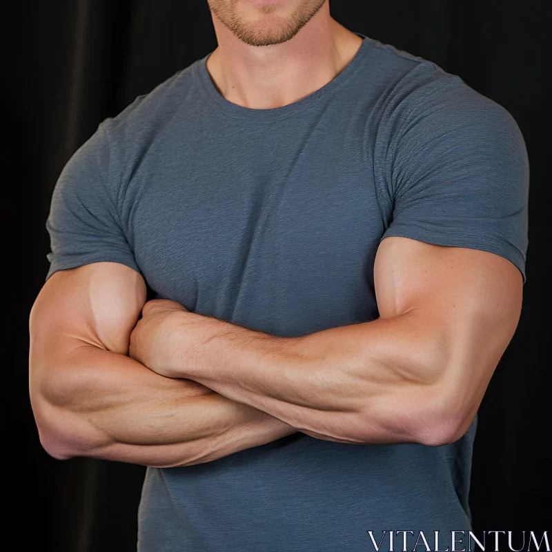 Fit Man with Muscular Arms AI Image