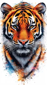 Dynamic Tiger Portrait in Abstract Style