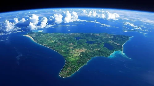 Aerial Perspective of a Vibrant Island in the Ocean