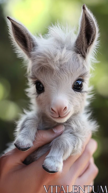 Charming Young Donkey in Gentle Embrace AI Image