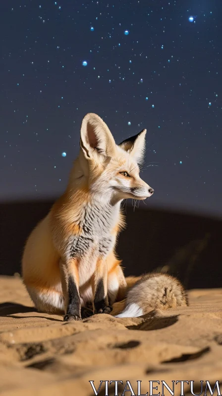 AI ART Nighttime Desert Fox Portrait