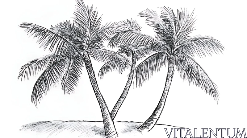 Detailed Palm Tree Sketch AI Image