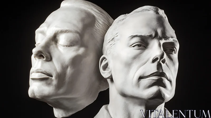 Interconnected Marble Faces Sculpture AI Image