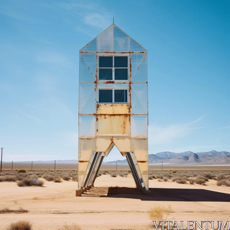 AI ART Metallic Monolith in Arid Environment