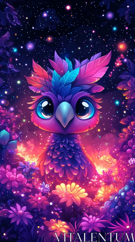 Colorful Owl Portrait AI Image