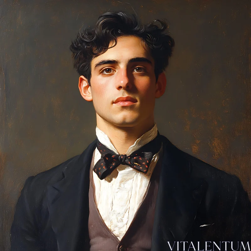 Elegantly Dressed Young Man's Portrait AI Image