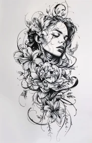 Intricate Monochrome Floral Art