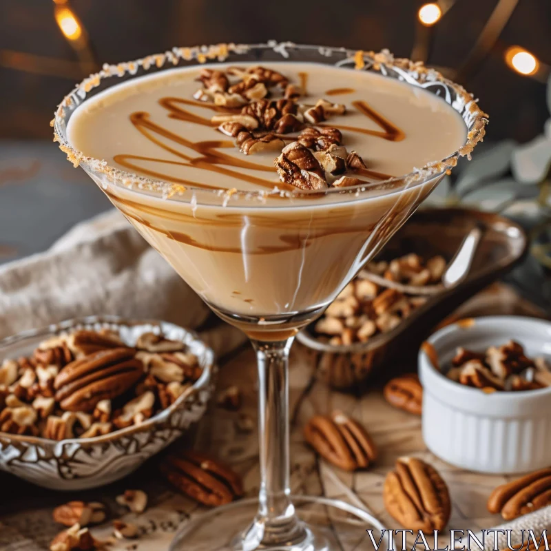 Delicious Caramel Nut Drink AI Image