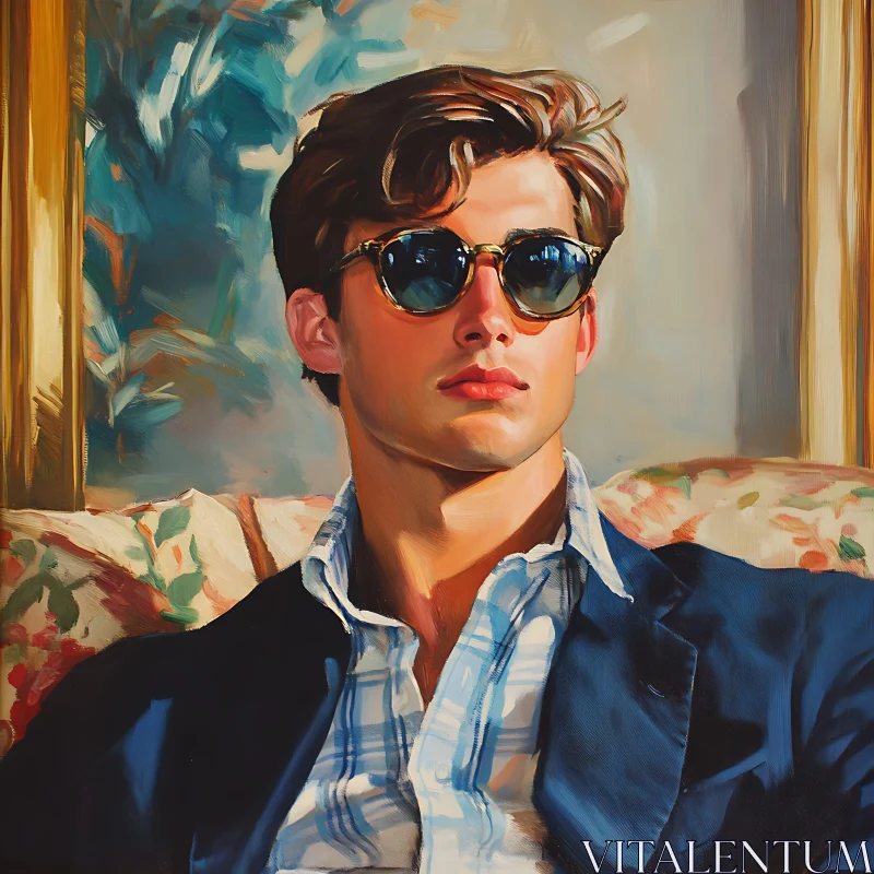 Relaxed Man in Sunglasses Artwork AI Image